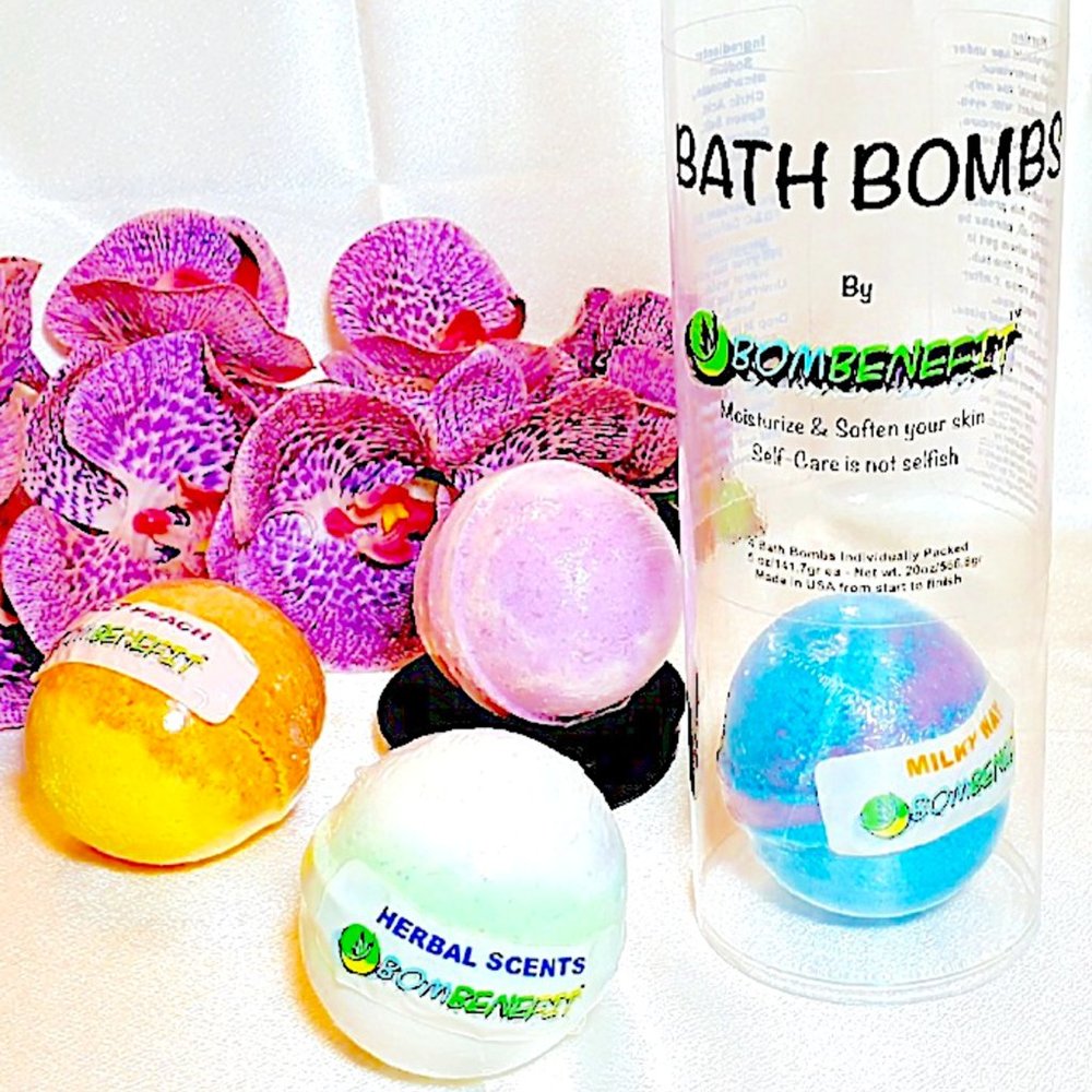 Bath Bombs Set of 4 - Epson Salt Essential Oils 5oz each made 100% in USA